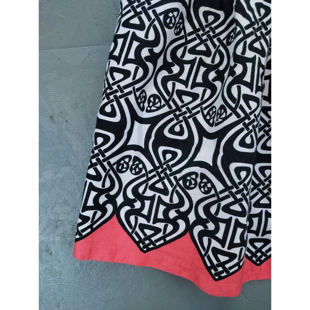 Robbie Bee Fit & Flare Dress Black White Print Lined Pockets Size 4 - Picture 4 of 10